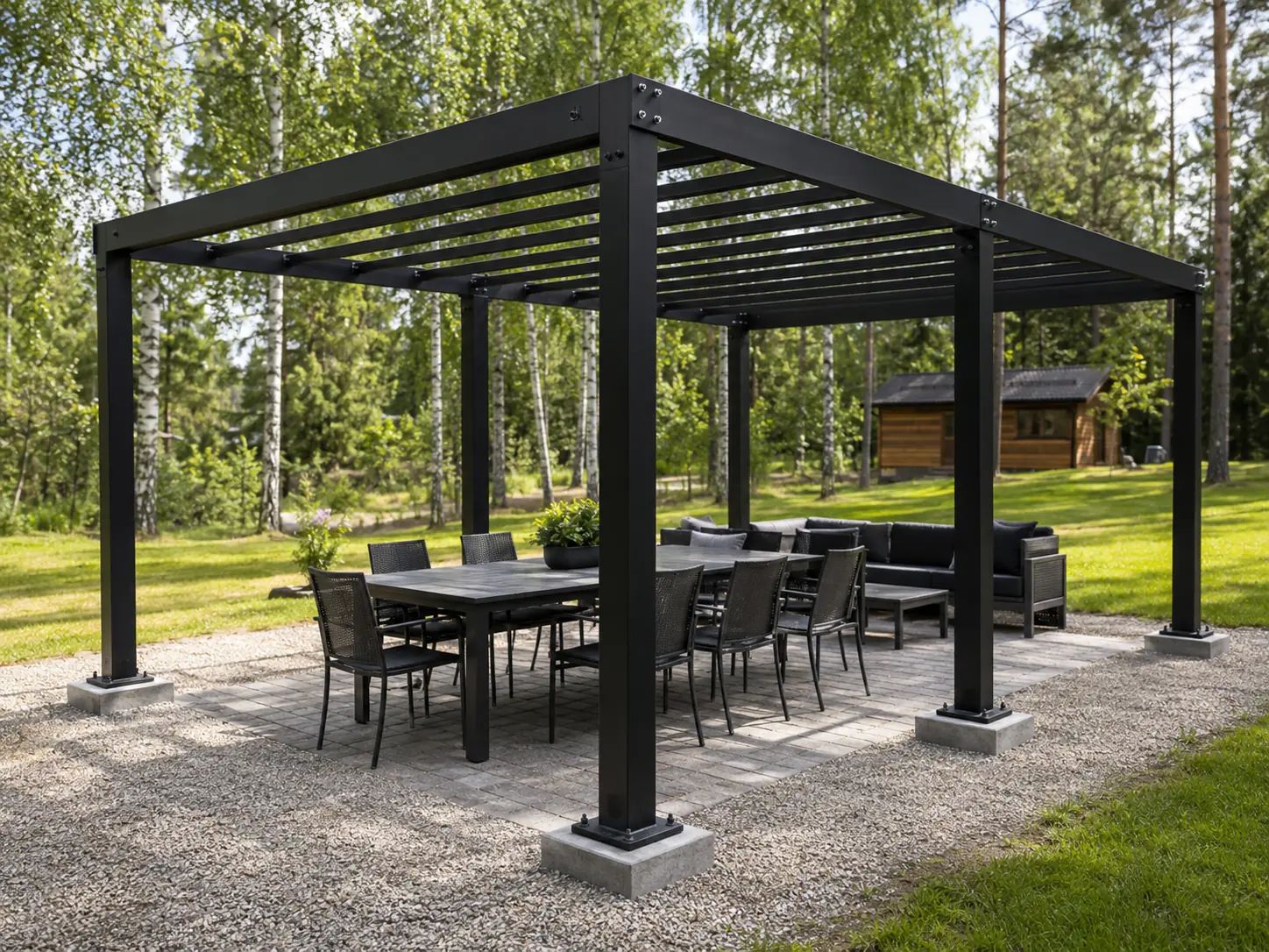 Pergola stalowa L — ażurowa, 400 × 500 × 245 cm, dach: ażur