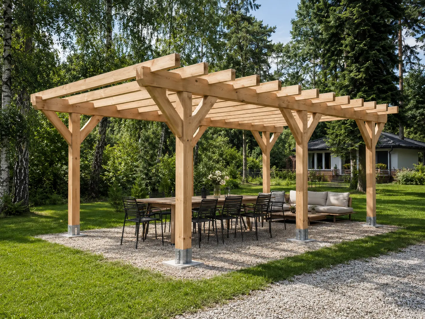 Pergola drewniana L — ażurowa, 400 × 500 × 245 cm, dach: ażur