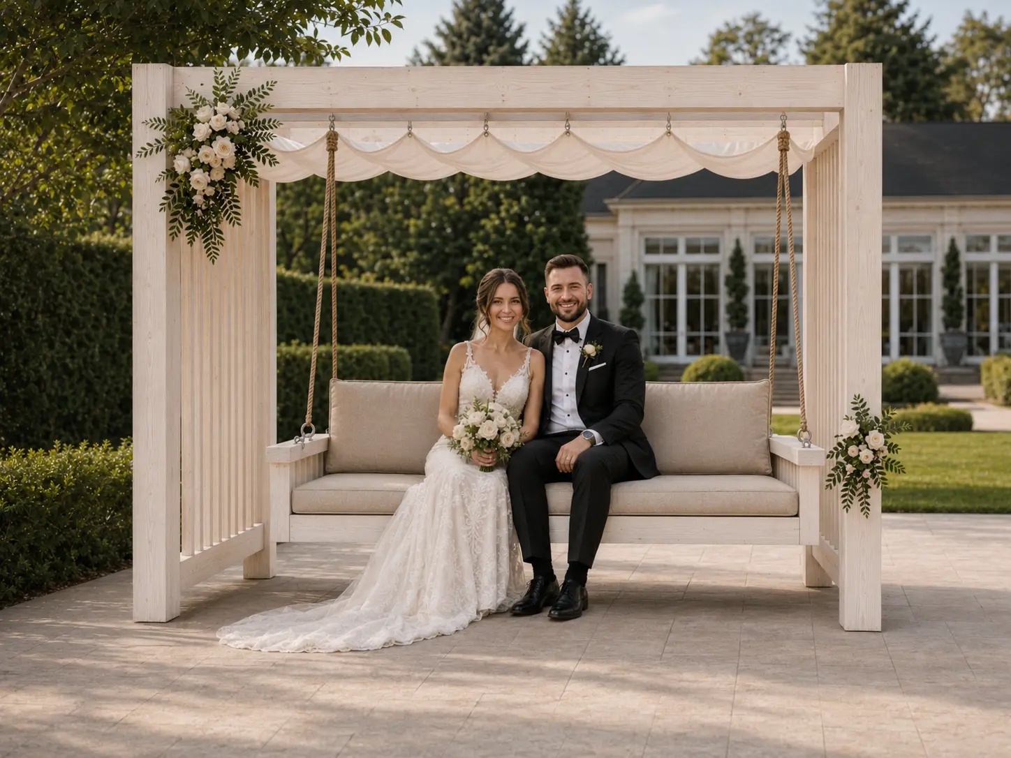 Pergola eventowa z huśtawką ślubną — zdjęcie 3
